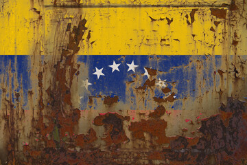 Venezuela Flag on a Dirty Rusty Grunge Metallic Surface