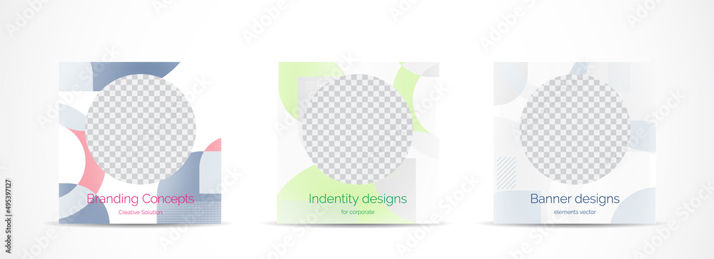 Wall mural set square banner template for social media post and web internet ads.vector illustrations.