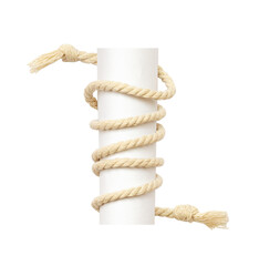 Twisted cotton rope around a paper scroll isolated