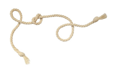 Beige cotton curled rope isolated on white background.