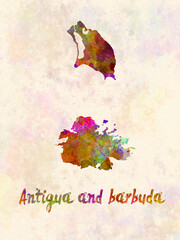 watercolor map antigua and barbuda