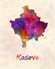 watercolor map kosovo