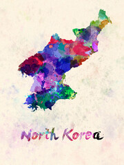 watercolor map north korea