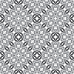 Geometric seamless pattern, ornament, abstract black and white background, fashion print, vector decorative texture.