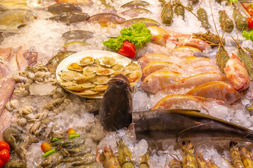Fresh seafood at the street market in Thailand