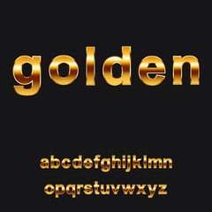 Golden lowercase alphabet collection. realistic gold text set. gradient vector illustration