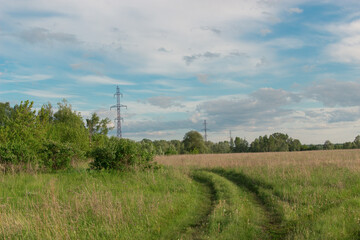 Dirt road scenery landscape countryside summer day.
