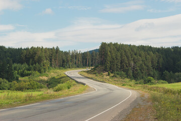 Escape from city. Scenery countryside summer view.