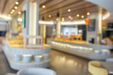 Abstract blur beautiful luxury restaurant interior in hotel resort