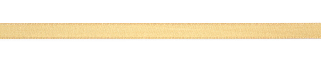 Beautiful golden ribbon isolated on white, top view