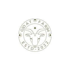 Goat farm in line style with badge logo vector illustration design, Goat logo template