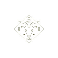 Goat farm line art logo badge vector illustration design
