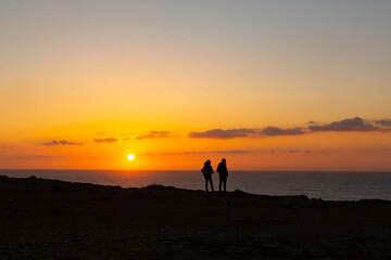 Fototapeta na wymiar Beautiful sunset. Portugal. Region Algarve. Continental Europe's most South-western point, Sagres, Algarve, Portugal