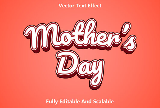 mother's day text effect with red color and editable. text effects for templates.