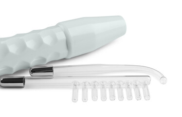 Modern darsonval with nozzles on white background. Microcurrent therapy