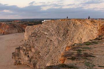 A view of the cliffs of Cape St. Vincent at sunset. Portugal. Region Algarve. Continental Europe's most South-western point, Sagres, Algarve, Portugal