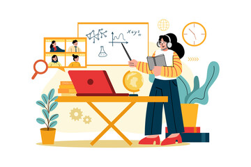 Teacher Teaching Remotely Illustration concept