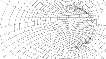 Tunnel or wormhole. 3d futuristic perspective mesh background texture. Vector illustration.