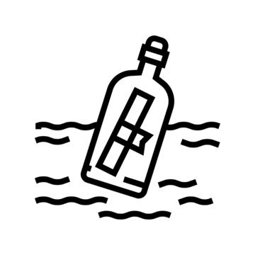 bottle message line icon vector. bottle message sign. isolated contour symbol black illustration
