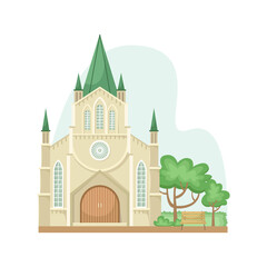 Obraz na płótnie Canvas Vector illustration of the Lutheran Church. Religious architectural building. Flat style
