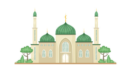 Vector illustration of the mosque. Religious architectural building.