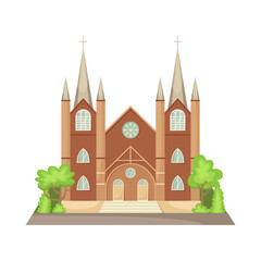 Obraz na płótnie Canvas Vector illustration of the Catholic Church. Religious architectural building.