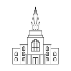 Vector illustration of the Mormon church. Religious architectural building. Outline