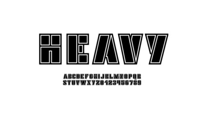 Abstract font, technology alphabet, urban stencil letters and numbers