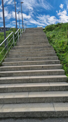 Staircase in front of blue sky