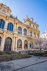 Fototapeta na wymiar Le Palais de la Bourse de Lyon et ses Magnolias