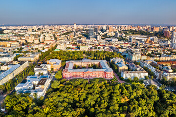 Aerial view of Taras Shevchenko National University in Kiev, Ukraine, before the war with Russia