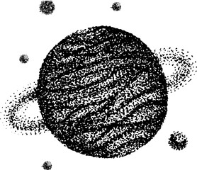 Solar System Planet Hand Drawn Dotwork Illustration © Good Studio