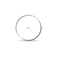 Vector illustration of white clock with shadow in background