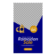 Ramadan sale social media stories banner discount with placeholder photos design