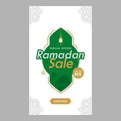 Ramadan sale social media stories banner promotion design template concept