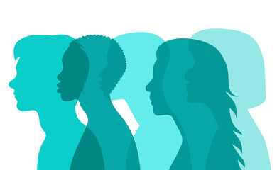 silhouette portrait of people in profile isolated vector