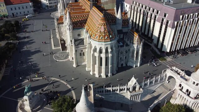 Matthias Church in Budapest. Hungary. Aerial View.