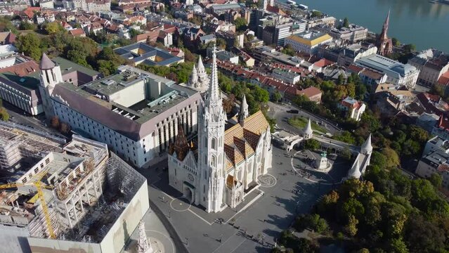 Matthias Church in Budapest. Hungary. Aerial View.