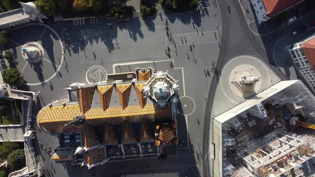 Matthias Church in Budapest. Hungary. Aerial View.