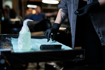 Close up of women preparing for tattooing