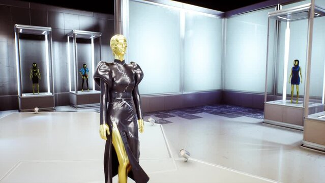 3D fashion show: virtual model walking by the podum