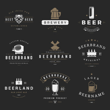 Vintage beer brewery logos, emblems, labels, badges and design elements