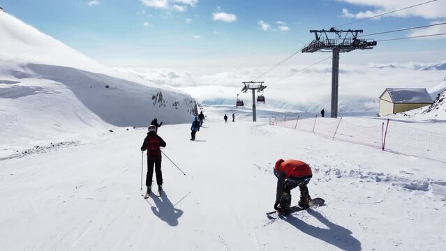 Gudauri Snowboarding and Ski. Aerial View. Georgia. 2022