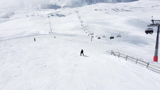 Gudauri Snowboarding and Ski. Aerial View. Georgia. 2022