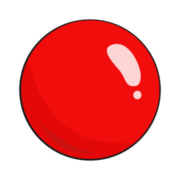 Red ball icon. Vector. Cartoon. Isolated on white background. 