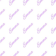The female name is Emma. Background with the female name Emma. Seamless pattern. A postcard for Emma. Congratulations for Emma.