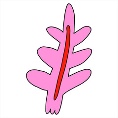 Obraz premium vector field leaves in hippie style. Funky and groovy hand drawn nerd. Floral elements. Vibrant leaves 