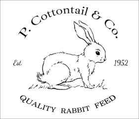 Easter bunny decor. Rabbit paschal home sign. Cottontail co Quality rabbit feed