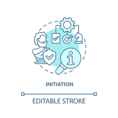 Initiation turquoise concept icon. Analysing project issues. Heritage conservation abstract idea thin line illustration. Isolated outline drawing. Editable stroke. Arial, Myriad Pro-Bold fonts used