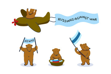 The new flag of Russia. Russian Bear against war